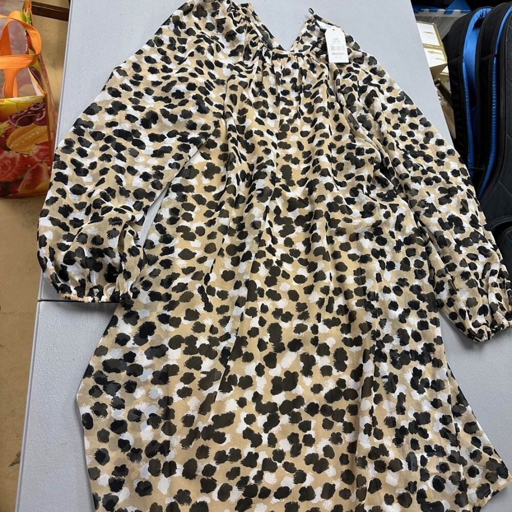 Time and Tru Leopard Baloon Sleeve Dress sz 12-14